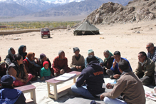Discussion on planning  the health camp for animals at  Shey village relief camp at Leh